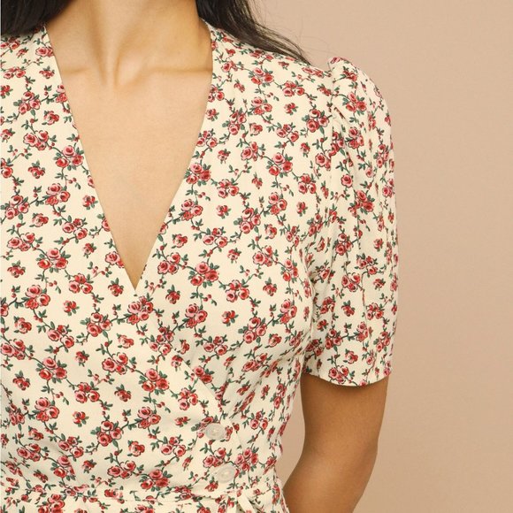 Rouje Floral Maxi Dress in Cream and Red - Picture 7 of 10